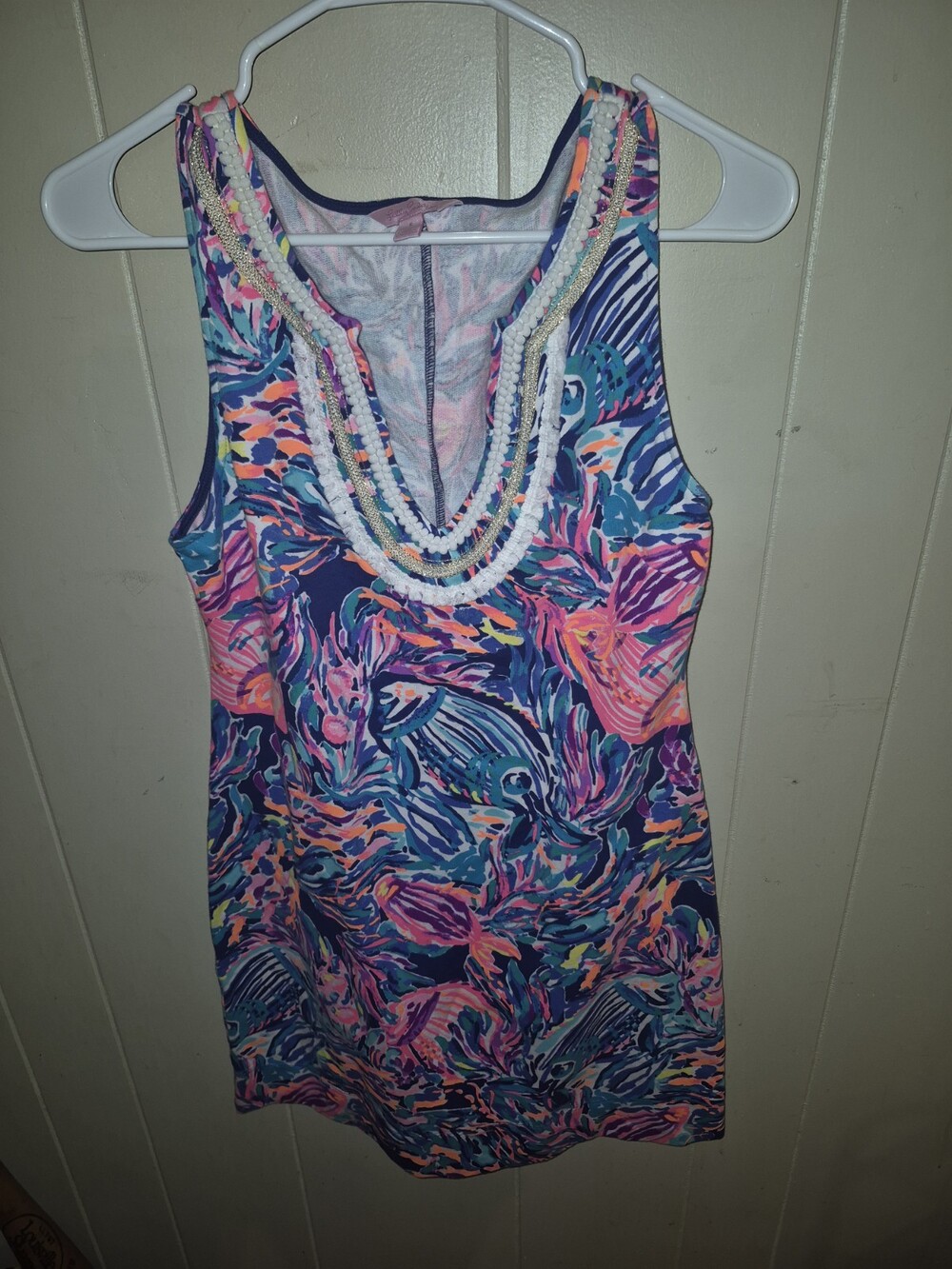 Lilly Pulitzer Harper Dress Small Zanzibar Blue Fish Kiss French Terry...